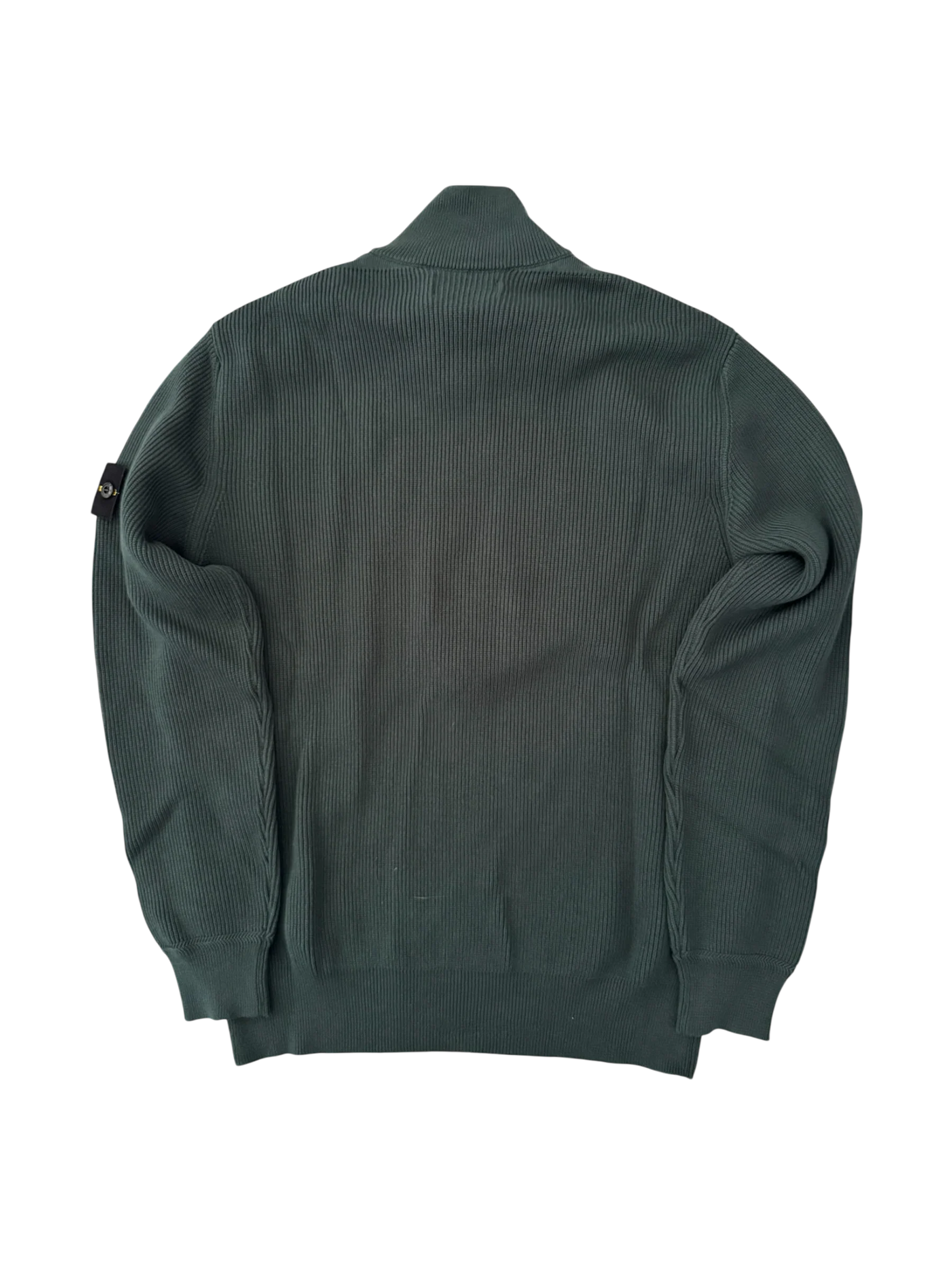 Stone Island 2025 Green Ribbed Cotton Cardigan - XL - Image 2