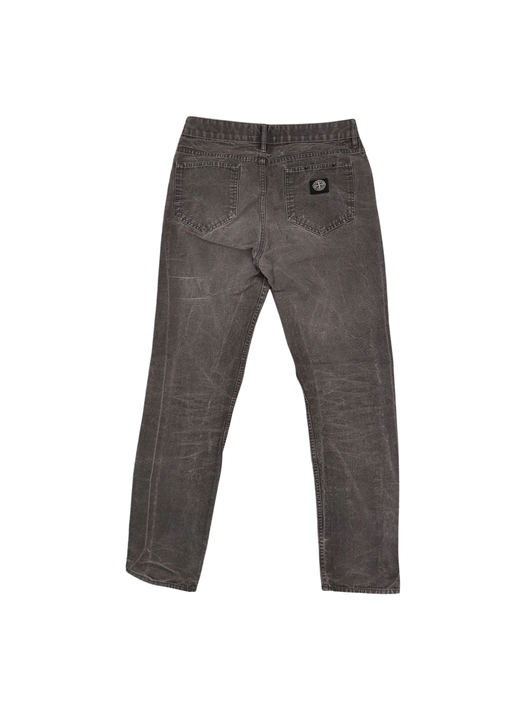 Stone Island Square Logo Old Treatment Grey Cotton Trousers - W30